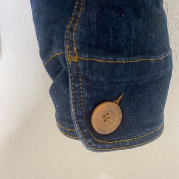 Tulle Plus Denim Jacket 2X Blue Embroidered Button Front Anthropology Plus Size - Picture 4 of 8